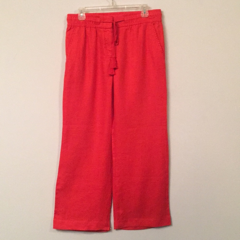 NWT LOFT Red Linen/Wide leg Capris Sz 6P